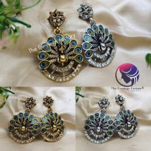 Classic Golden | Silver Peacock Earrings