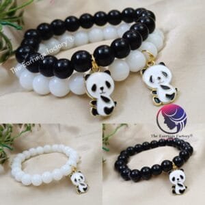 Black | White  Pearl Beaded Stretchable Panda Bracelet