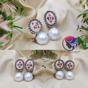 Western Silver Ball Drop Fancy Earrings
