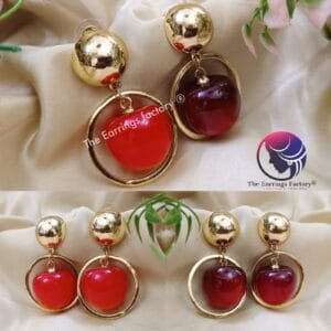 Premium Korean Cherry Drop Dangle Golden Earrings