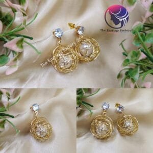 Fashion Golden Metal Web Ball western earrings