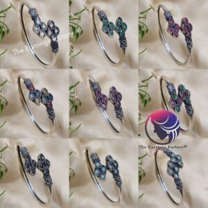 Trending Silver Floral Stone Bracelet