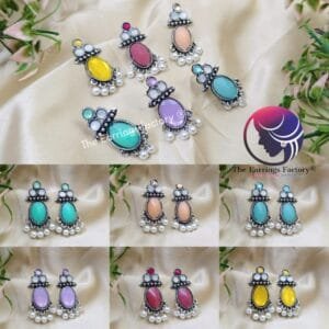 Trending Silver Stone Studs Earrings