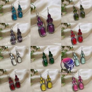 Trending Silver Stone Hook  Earrings