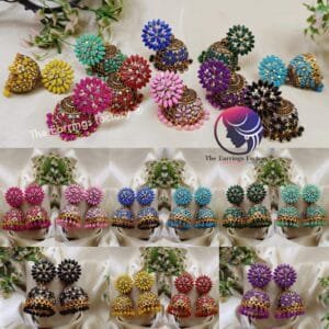 Traditional Golden Floral Stone Jhumka