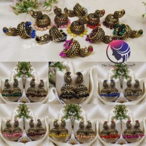 Traditional Golden Peacock Stone Jhumka