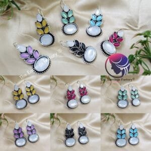 Trending Silver Stone Hook Earrings