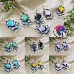 Trending Silver Stone Hook Earrings