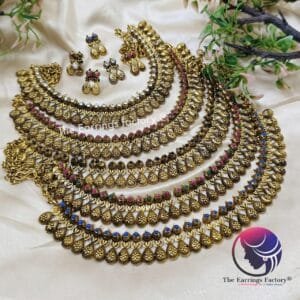 Traditional Golden Stonel Neckset with Earrings