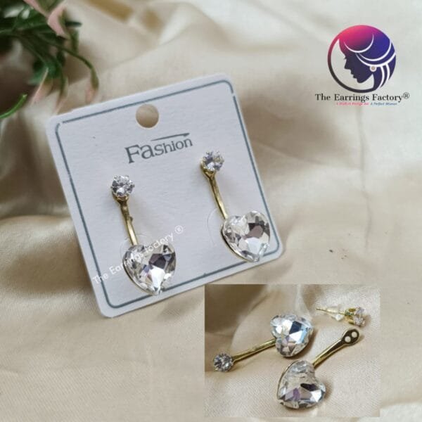 Korean Two Wear Crystal Stone Golden Stud Earrings