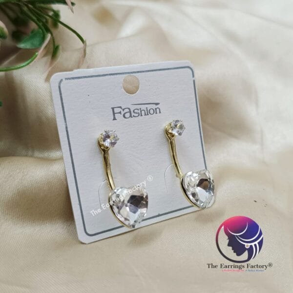 Korean Two Wear Crystal Stone Golden Stud Earrings - Image 2