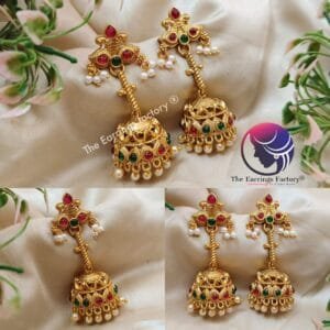 Traditional Antique Multi Stone Jhumka