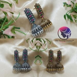 Classic Golden | Silver Multi Stone Jhumka