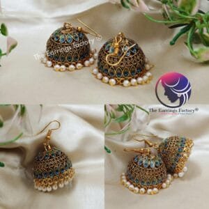 Traditional Peacock Golden Hook Jhumka