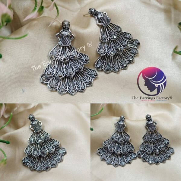 Cute Silver Doll Earrings