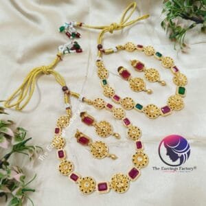 Antique Multi Stone Neckset With Earrings