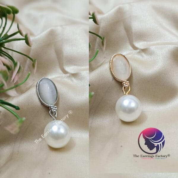 Western Pearl Ball Drop Silver | Rose Gold Fancy Earrings - Image 2