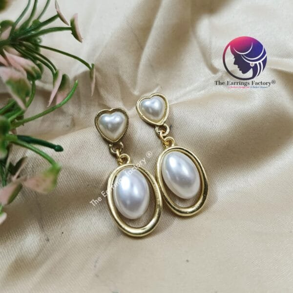 Western Pearl Drop Golden Fancy Earrings - Image 4