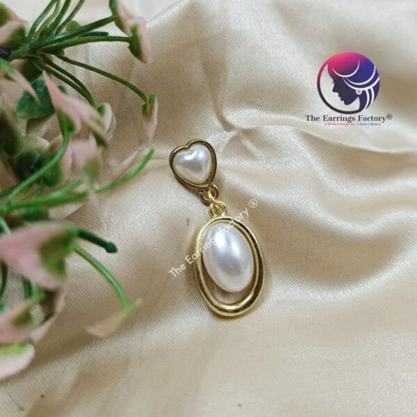 Western Pearl Drop Golden Fancy Earrings - Image 3