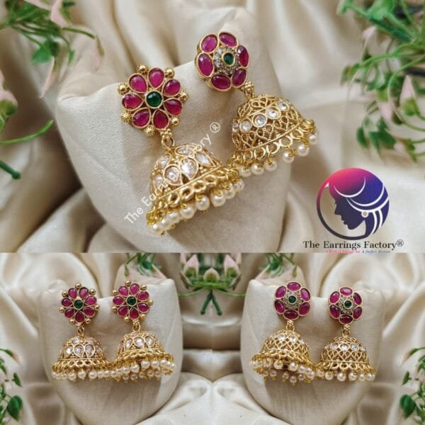 Traditional Antique Multi Stone Jhumka