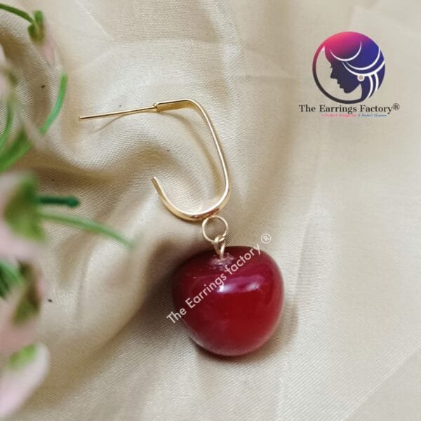 Korean Trending Rose Gold Cherry Drop Dangle Earrings - Image 4