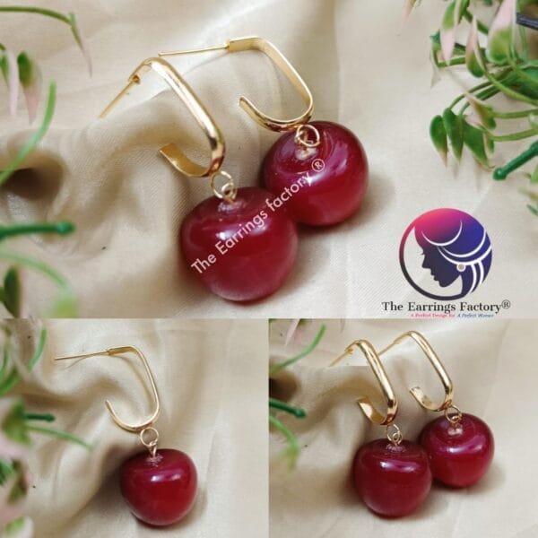 Korean Trending Rose Gold Cherry Drop Dangle Earrings