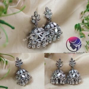 Trending Silver Mirror Stone Jhumka