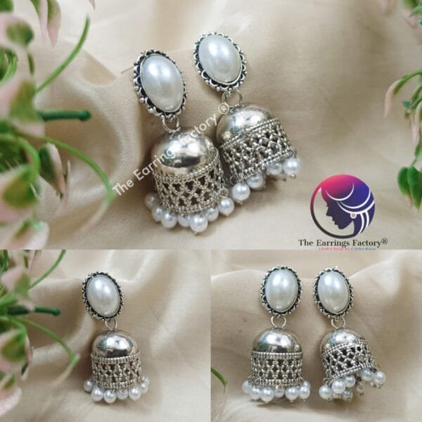 Western Weightless Silver Pearl Jhumka