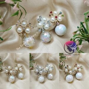Western Golden | Silver Pearl Ball Drop Stone Earrings