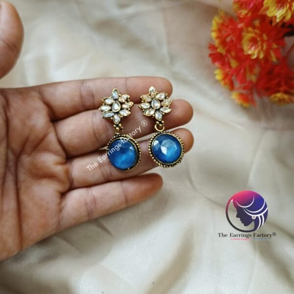 Fancy Golden Party Wear Drop Earrings - Image 3