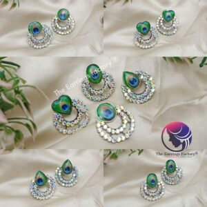 Trending Blinking Stone Peacock Feather Studs