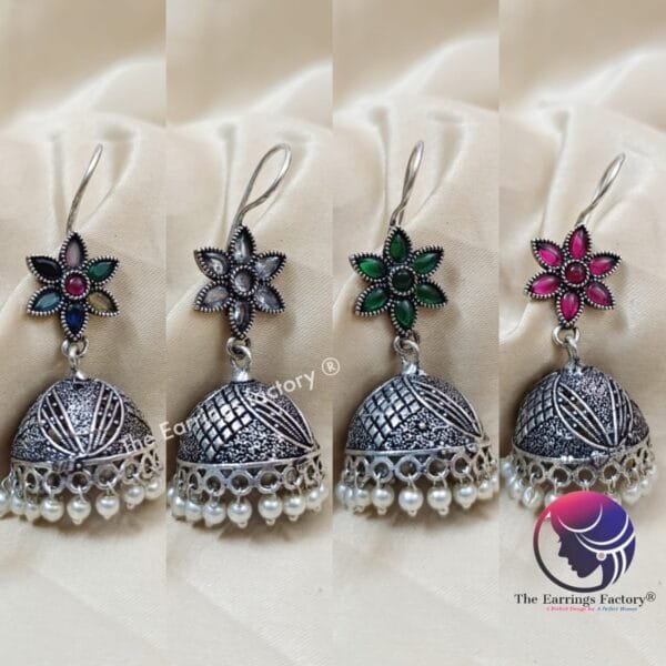 Trending Oxidized Hook Stone Jhumka