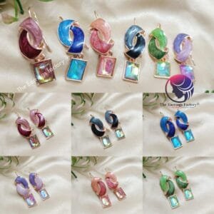 Trending Meenakari Stone Drop Hook Earrings