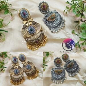 Traditional Golden | Silver Metal Beads Dangle Earrings