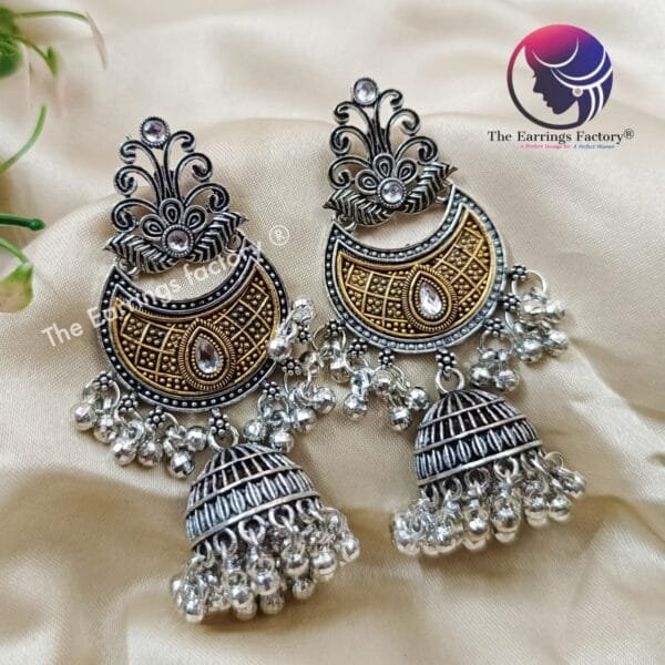 Trending  Oxidized Metal Beads Long Jhumka - Image 4