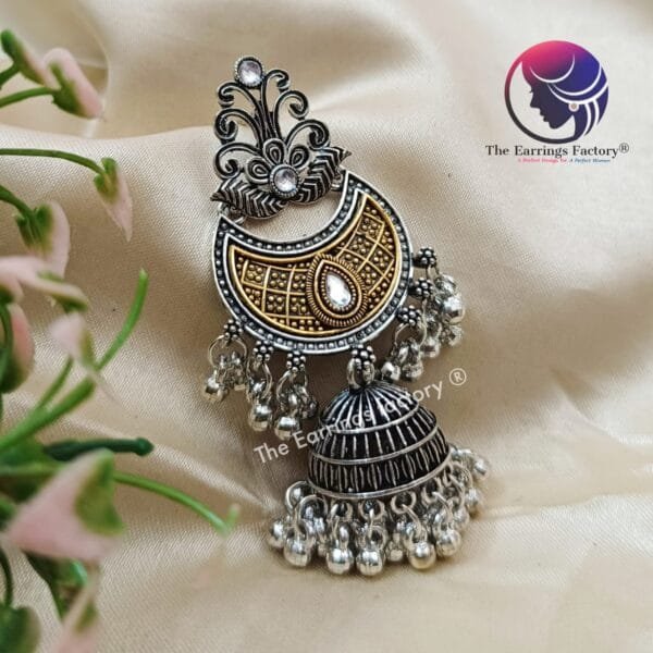 Trending  Oxidized Metal Beads Long Jhumka - Image 3