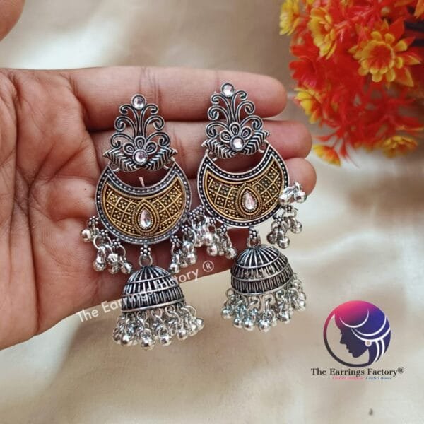 Trending  Oxidized Metal Beads Long Jhumka - Image 2