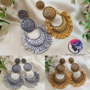 Traditional Golden | Silver Metal Beads Dangle Earrings