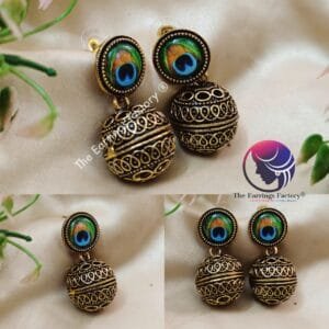 Trending Golden Ball Drop Peacock Earrings