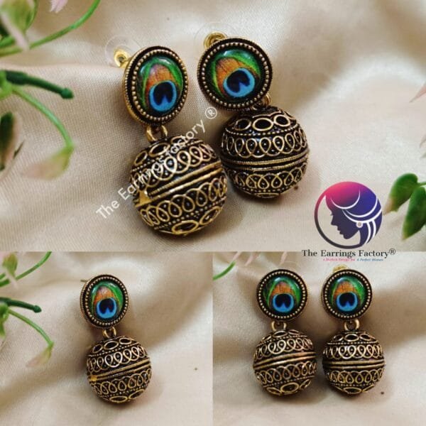 Trending Golden Ball Drop Peacock Earrings