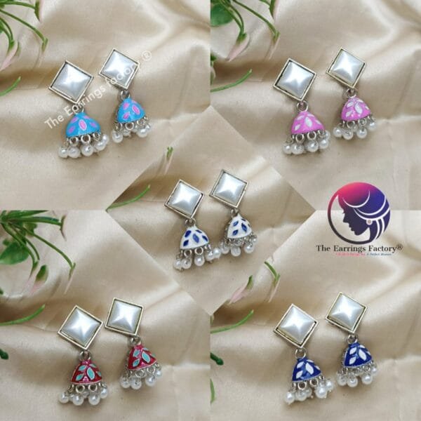 Trending Meenakari Silver Pearl Jhumka