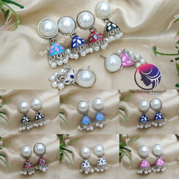 Trending Meenakari Silver Pearl Jhumka
