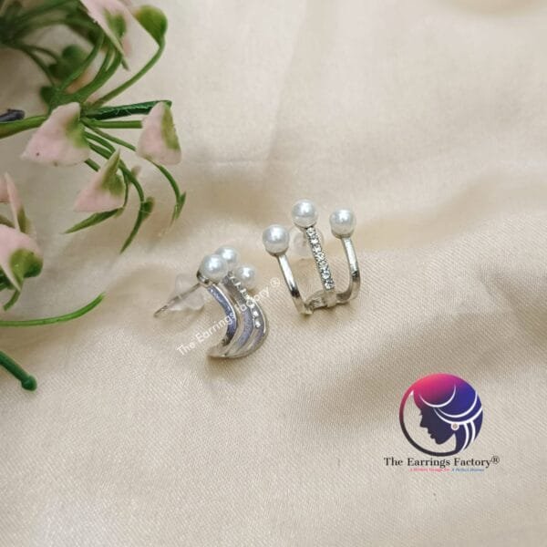 Korean Sterling Silver Three Layer Pearl Studs - Image 4