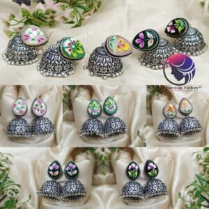 Trending Oxidized Hand Painted Meenakari Classic Jhumka