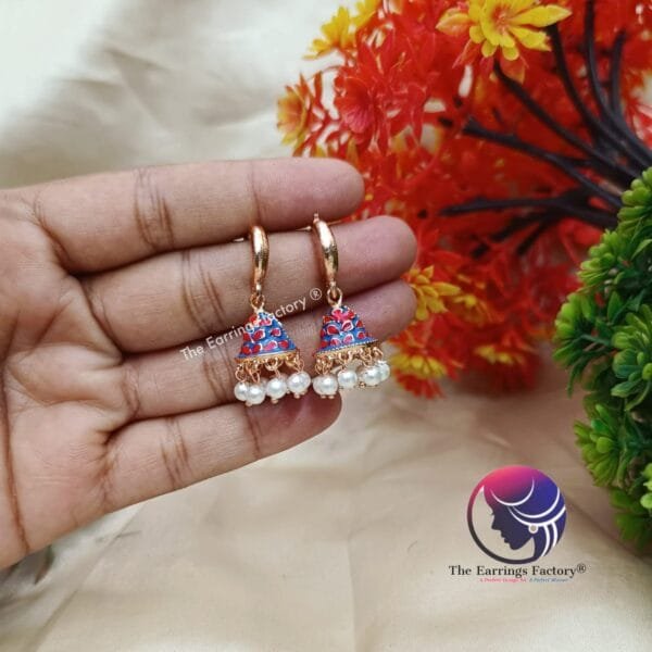 Trending Meenakari Rose Gold Jhumka - Image 2