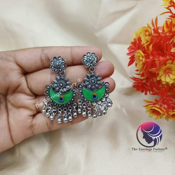 Trending Peacock Silver Earrings - Image 3