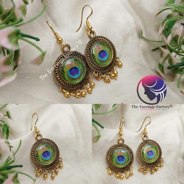 Trending Peacock Golden Hook Earrings