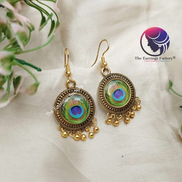 Trending Peacock Golden Hook Earrings - Image 4