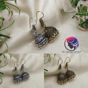Antique Silver | Golden HooK Jhumka