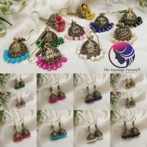Antique Golden Colour Beads Hook Jhumka